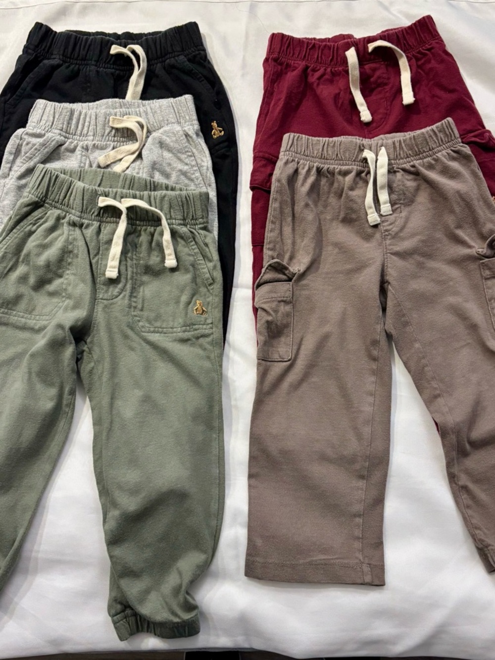 Baby GAP Kids Drawstring Pants - Olive, Black, Gray, Maroon, Taupe- All size 2T